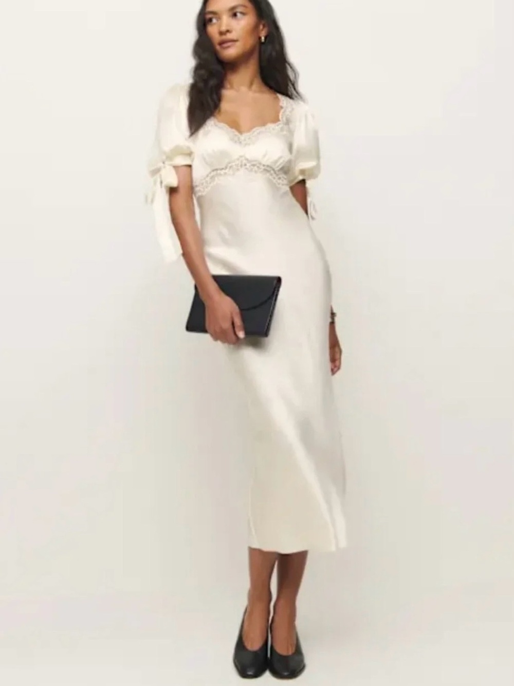 Reformation x Kacey Musgraves Stella Lace Trim Silk Midi Dress